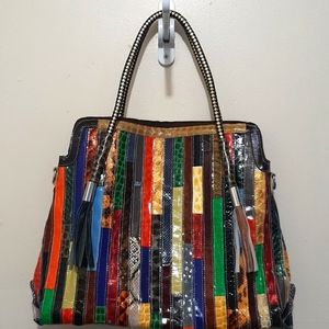 Multicolor Faux Leather Tote